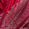 Hot Pink Banarasi Silk Saree with Silver Zari Floral Border & Delicate Buti Work